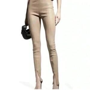 NWT Jason Wu Vegan Faux Leather Neutral Split Leg Trousers XS